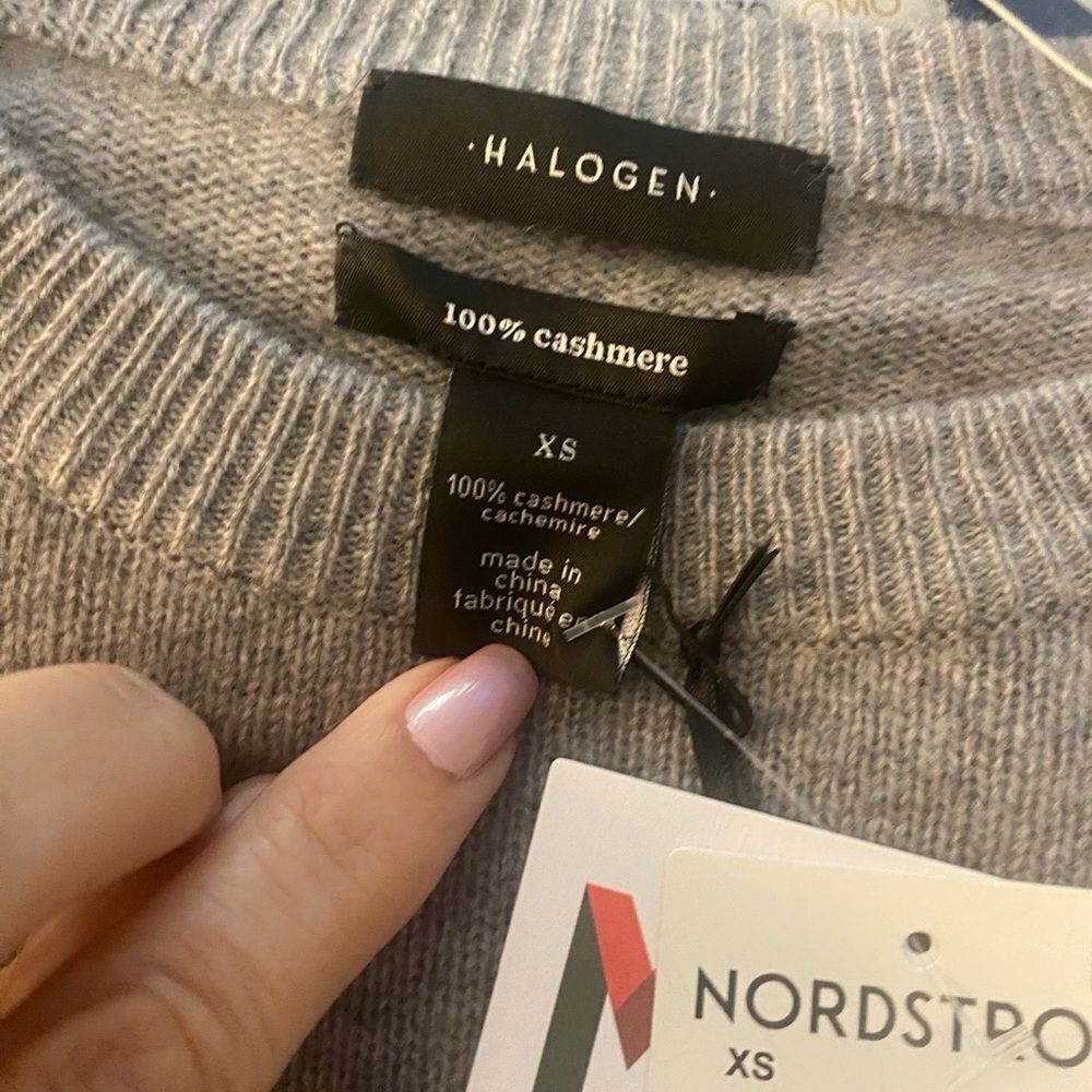 Halogen Gray Cashmere Sweater Sz XS NWT - Picture 5 of 10